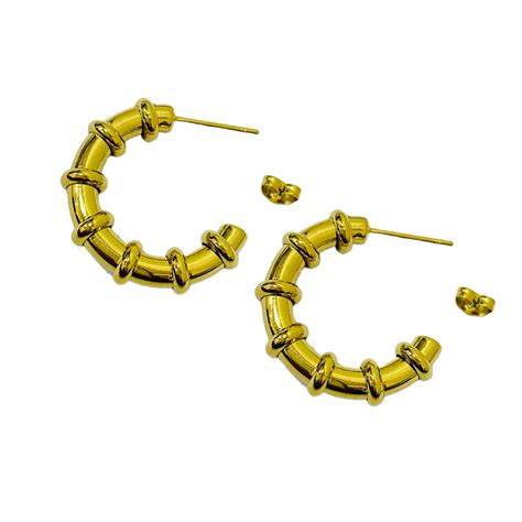 Chunky Gold Hoop Earrings | Modern Earrings | Gold Plated Jewellery ...