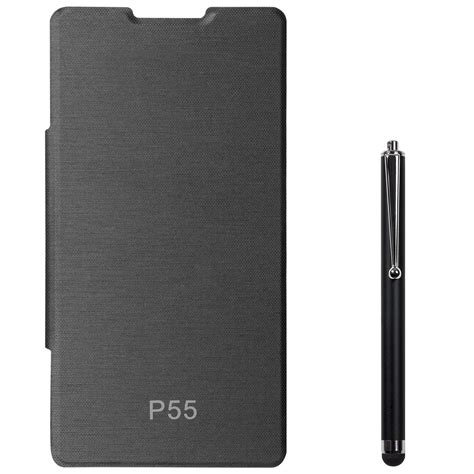 DMG Hot Pressed Durable Flip Cover for Panasonic P55 (Black) + Stylus ...