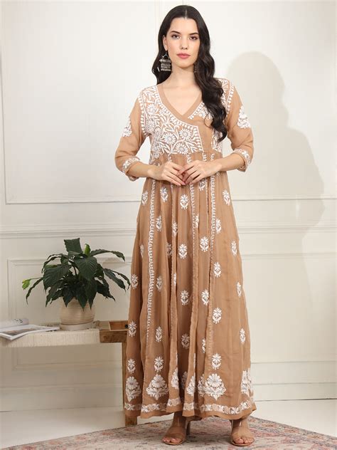Chikankari Premium Angrakha Anarkali with matching Bottom – Sufiza ...