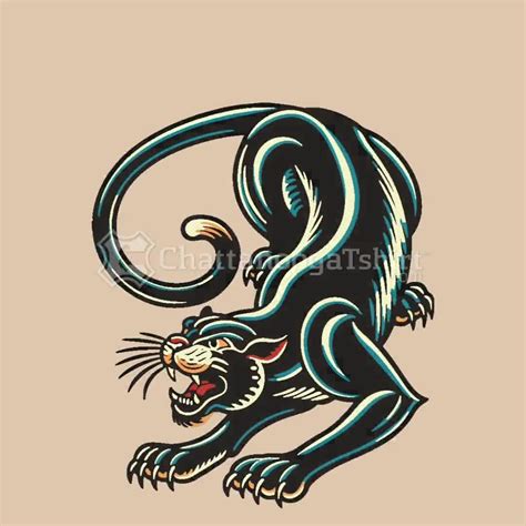 Traditional crawling panther tattoo | Orangetattooshop.com