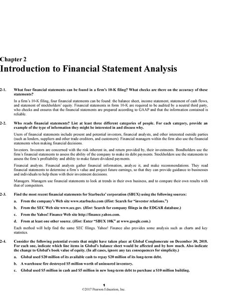 2326 - Quiz 1 - Chapter 2 Introduction to Financial Statement Analysis 2-1. What four financial ...