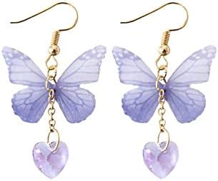Yellow Chimes Earrings For Women Blue Butterfly Attached Heart Hanging ...