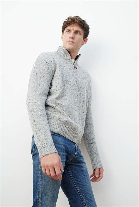 Belleek Troyer Mens Merino Wool Sweater - Grey