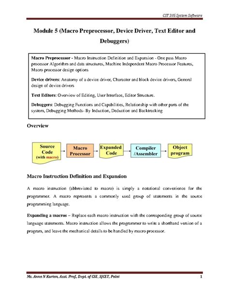CST 305 System Software Module 5: Macro Processors & Device Drivers ...