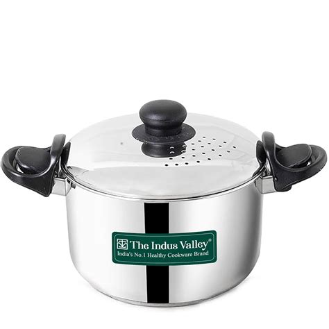 The Indus Valley Stainless Steel 2.5ltr Strainer Pot/Rice Pot for ...