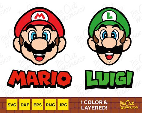 Super Mario und Luigi Faces Heads Names Layered und One Color - Etsy.de