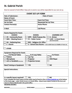 Fillable Online st-gabriel Gabriel Parish Must be received in Parish ...