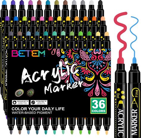 Amazon.com: Betem 36 Colors Dual Tip Acrylic Paint Pens Markers ...