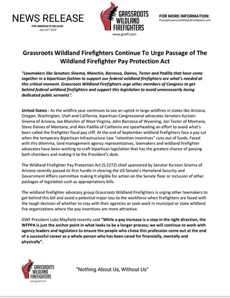 Grassroots Wildland Firefighters Continue to Urge Passage of Wildland ...
