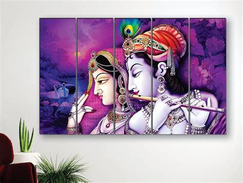SAF paintings Set of 5 Radha Krishna religious modern art 6MM MDF large ...