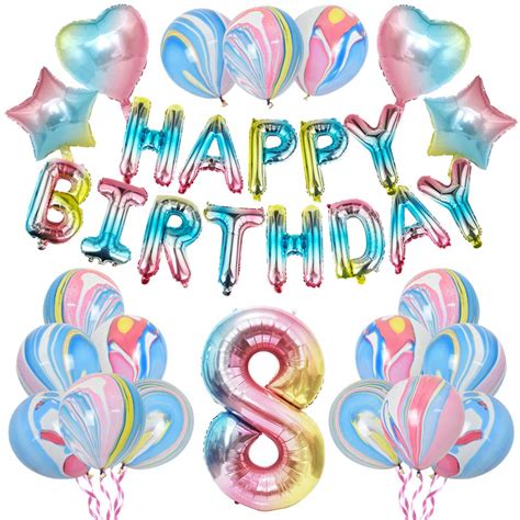 KUNGYO Rainbow 8th Birthday Party Decorations - Girls Birthday Party ...