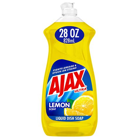 Ajax Ultra Liquid Dish Soap Lemon Scent, Super Degreaser, 28 oz Bottle ...