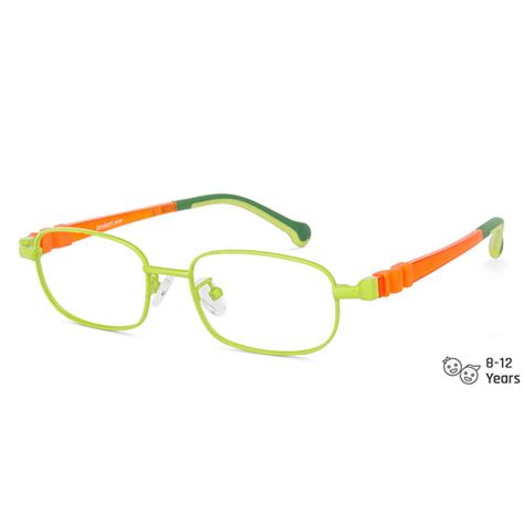 Buy Kids Glasses: Green Orange Green Full Rim Rectangle Kids 8-12 yrs ...