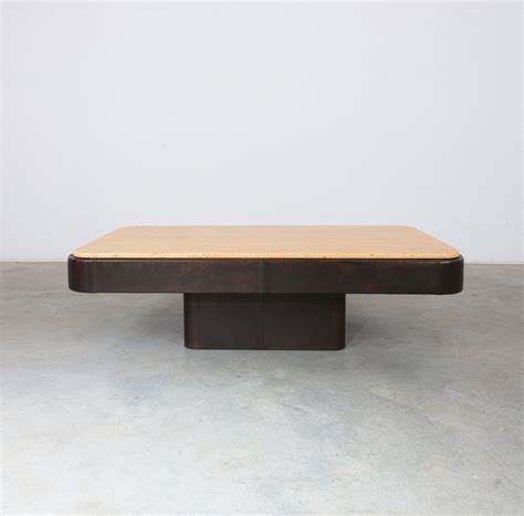 De Sede Table DS 47 Table Leather Travertine Stone, circa 1970 – DERIVE