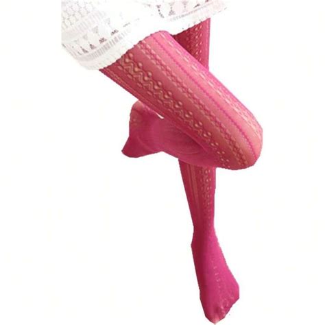 Women Fishnet Hollow Out Knitted Patterned Thick Warm Stockings Tights ...