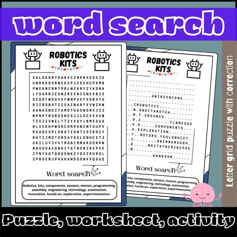 Robot Word Search Worksheet 的图像结果