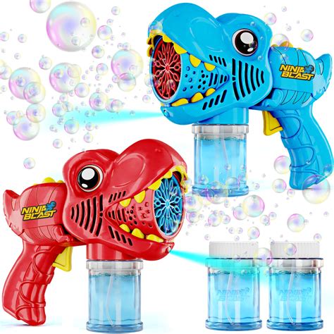 Amazon.com: Rechargeable Dino Bubble Guns for Kids - 2 Pack - Bubbles ...