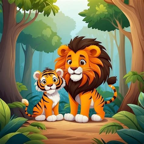 Lion vs Tiger Cartoon 的图像结果