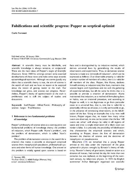 Karl Popper - Falsifications and scientific progress: Popper as ...