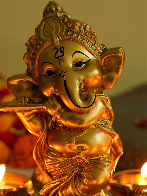 Buy | Gold Lord Ganesha Idol Showpiece | Tied Ribbons