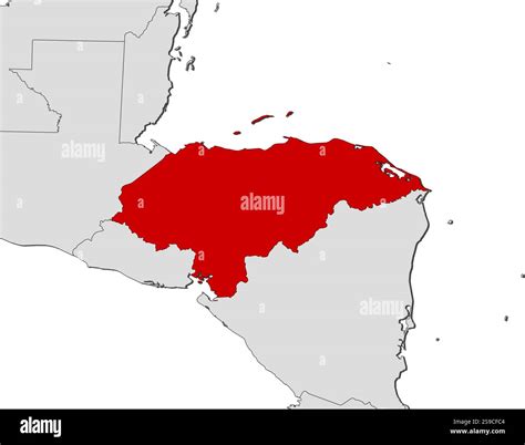 Map of Honduras and nearby countries, Honduras is highlighted in red Stock Vector Image & Art ...