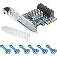 10Gtek PCIe SATA Card 6 Port with 6 SATA Cables and Low Profile Bracket ...