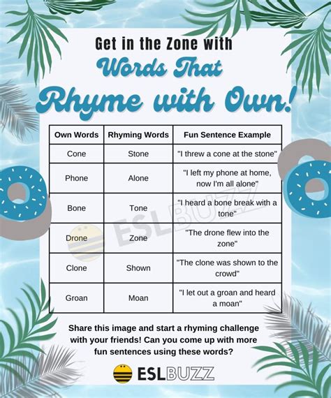 Learning English Made Fun with Words That Rhyme with Own - ESLBUZZ