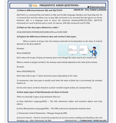 SQL Frequent Asked Interview Questions - B.Tech CSE (2nd Year) - Studocu