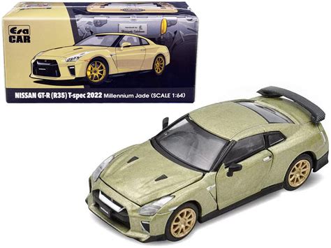 2022 Nissan GT-R (R35) T-Spec RHD (Right Hand Drive) Millenium Jade Metallic 1/64 Diecast Model ...