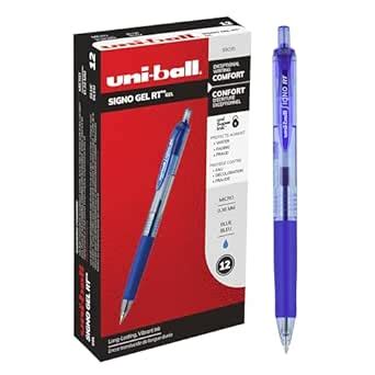 Uni-Ball 69035 Gel RT Retractable Pens, Micro Point, Blue Ink, 12 Count ...