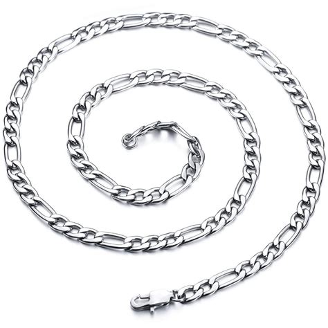 Yellow Chimes Chain for Men and Boys Silver Figaro Neck Chain for Men ...