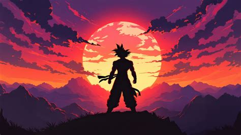 Goku Wallpaper 4K, Silhouette, Dragon Ball, Vibrant