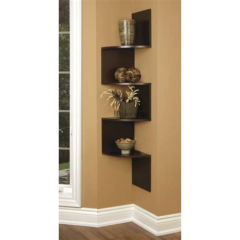 BELIEF WOOD Modern Wall Corner Zig Zag Wall Shelf Corner Hanging Shelf ...