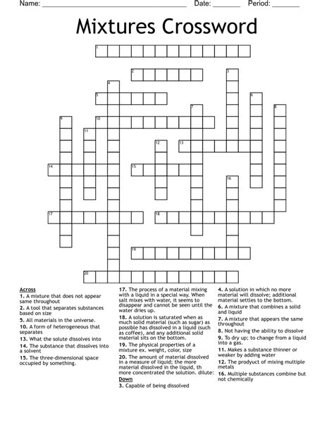 Mixtures Crossword - WordMint