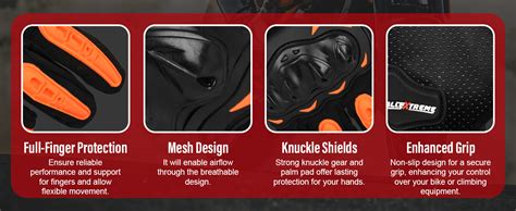 Allextreme Probiker Full Finger Motorcycle Riding Gloves with Hard ...