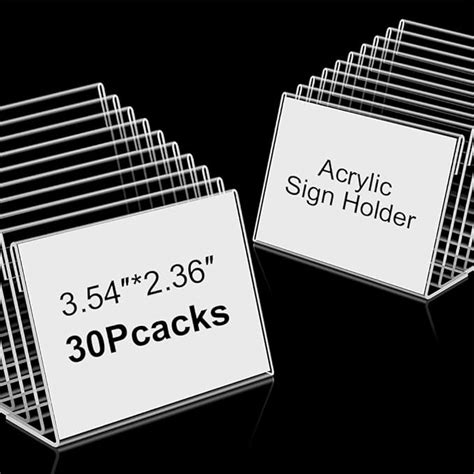 OFIFO® Clear Acrylic Display Stand 30 Pack, 9x6cm L Shaped Sign Holder ...