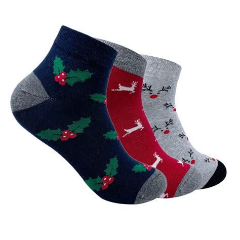 Holiday Spirit Set-of-3 Ankle Socks for Men – Mint & Oak