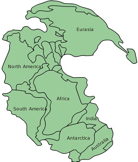 Pangea map, with names of the continents. | Науки о земле, Геология, Карта