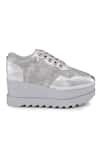 Buy Silver Razzle Wedge Sneakers by Anaar Online at Aza Fashions.