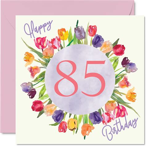 Schöne Geburtstagskarte zum 85. Geburtstag für Frauen – Aquarell-Tulpen ...