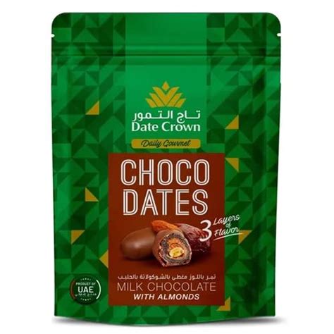 Date Crown Daily Gourmet Choco Dates | Milk Chocolate with Almonds | 3 ...