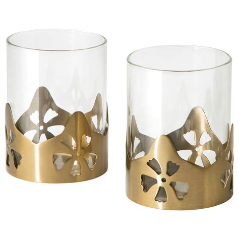 AROMATISK tealight holder, glass/gold-colour, 9 cm (4") - IKEA