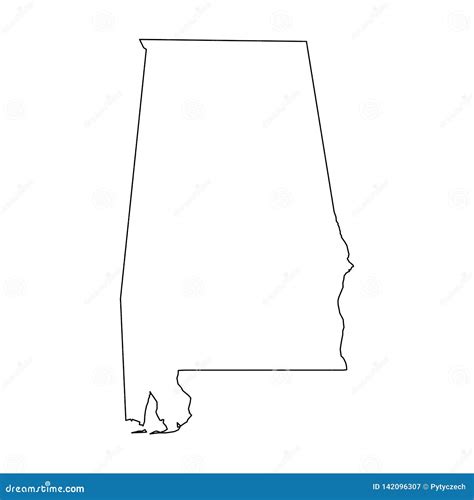 Alabama, State of USA - Solid Black Outline Map of Country Area. Simple ...