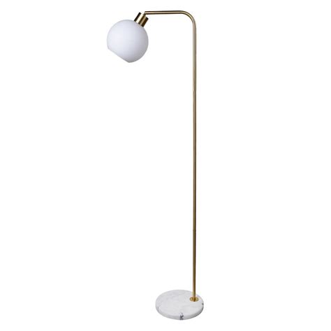 Crosby St. Brushed Brass Stick Floor Lamp with White Glass Shade, 60"