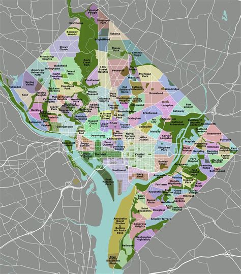 Map of Washington DC neighborhood: surrounding area and suburbs of Washington DC