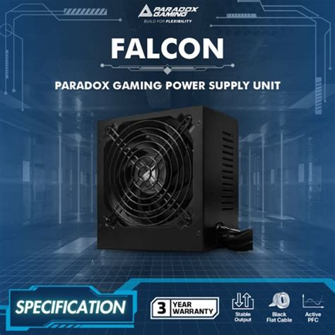 Jual PARADOX GAMING FALCON 550W | PSU 550W 87% Efficiency Active PFC ...