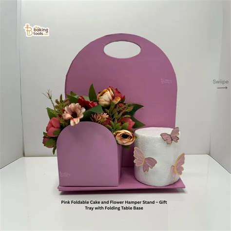Pink Foldable Cake and Flower Hamper | Gift Stand