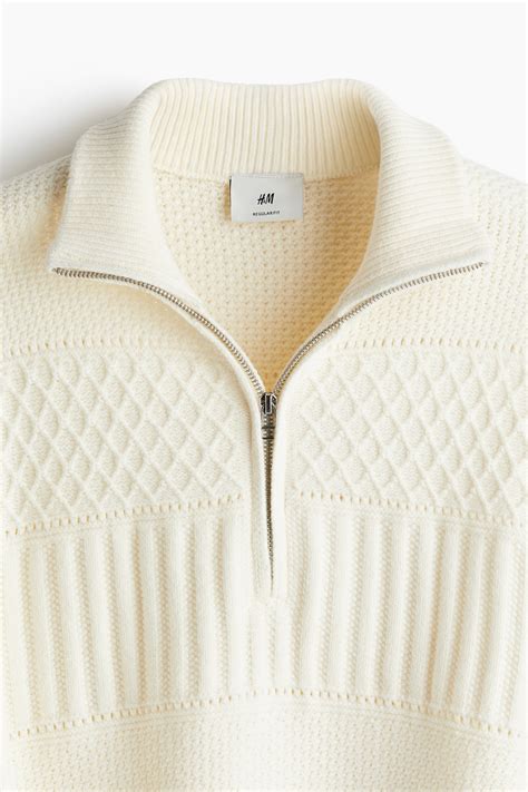 Regular Fit Pattern-knit jumper - Cream - Men | H&M IN