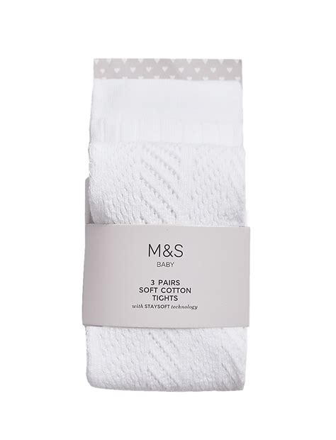 Buy 3 Pack of Pelerine, Ribbed & Plain White Tights (0-2 Yrs) at Marks ...