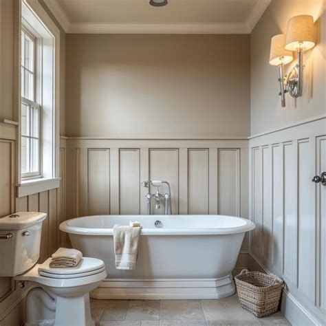 Blue Bathroom With Wainscoting